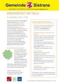 Energiefest am Tigls am 26. Juni 2021